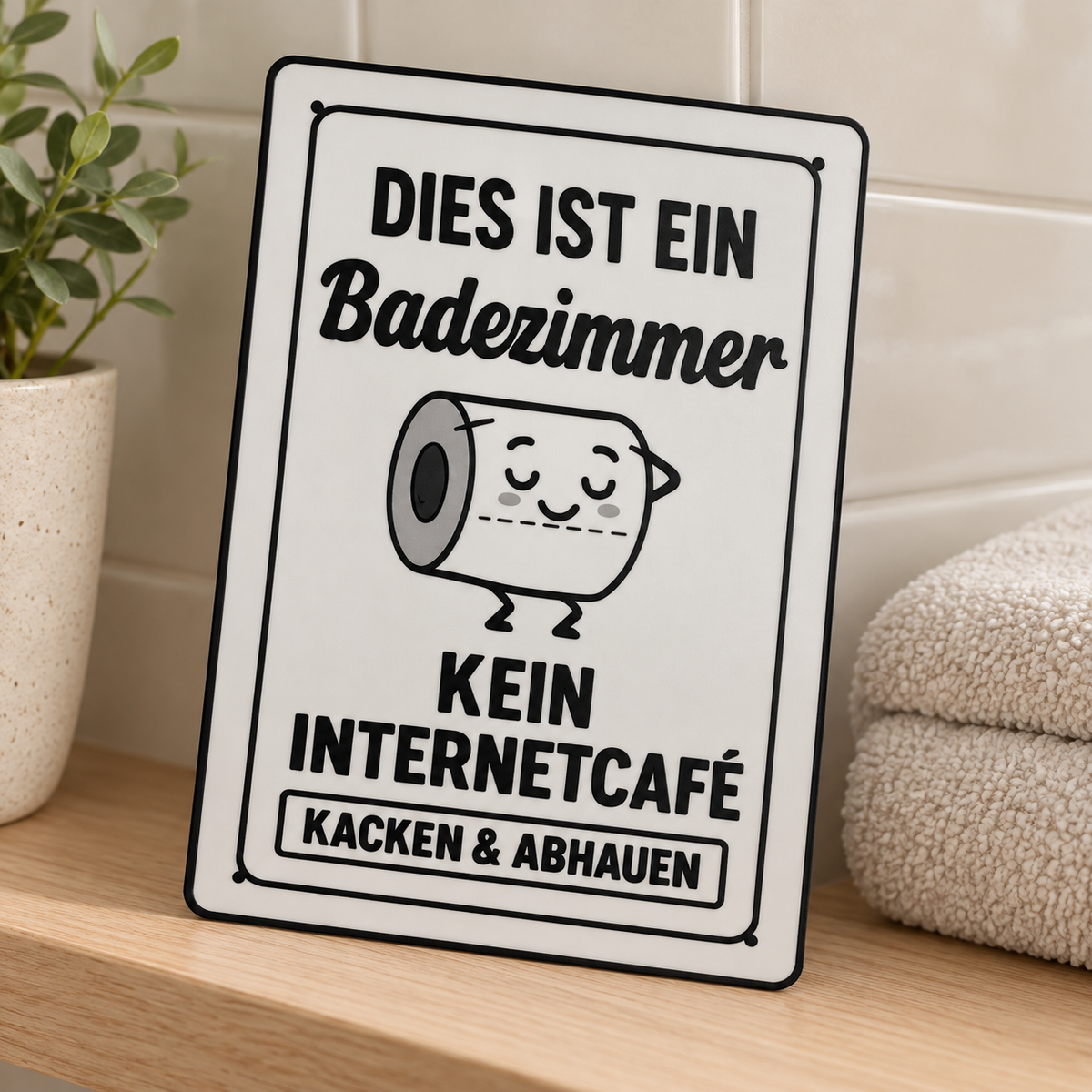 Badezimmerschild „Kein Internetcafé“