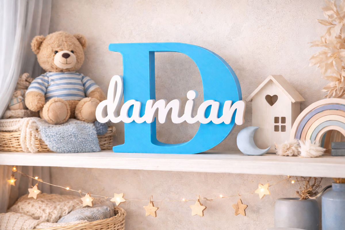 Personalisierter 3D Namensaufsteller mit Anfangsbuchstabe – Geschenk für Kinderzimmer, Baby & Familie